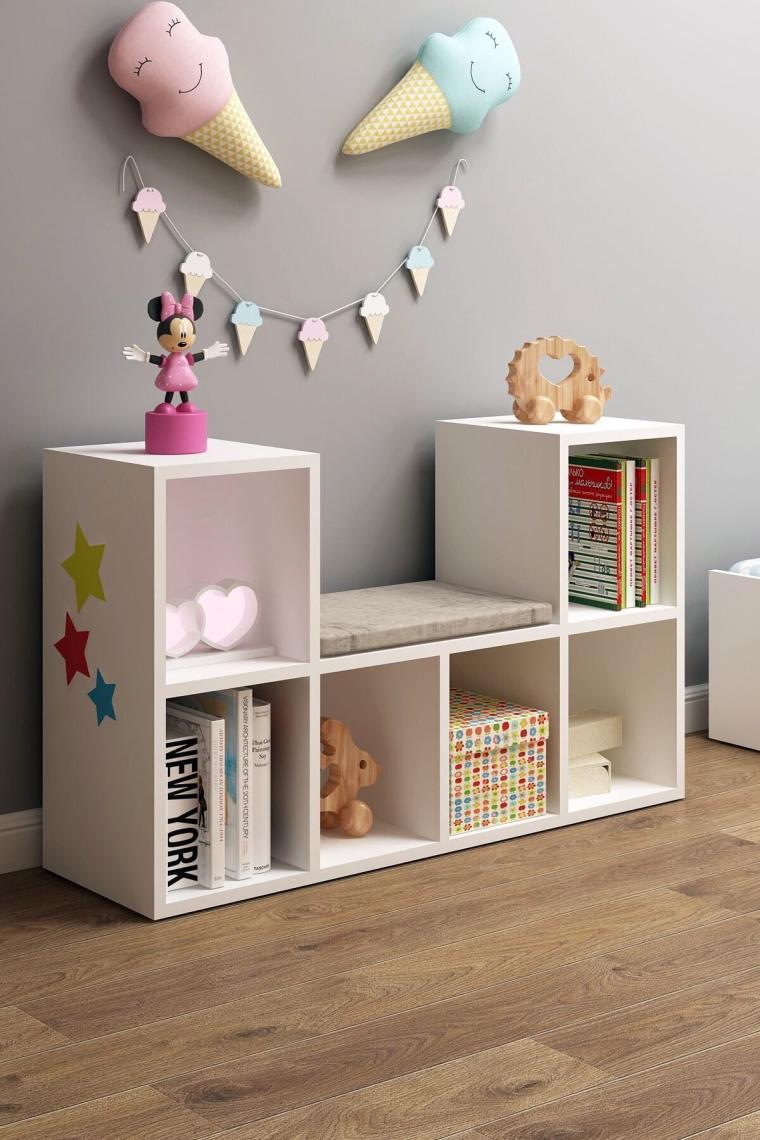 Fly Mobilya Linaza Montessori Minderli Kitaplık