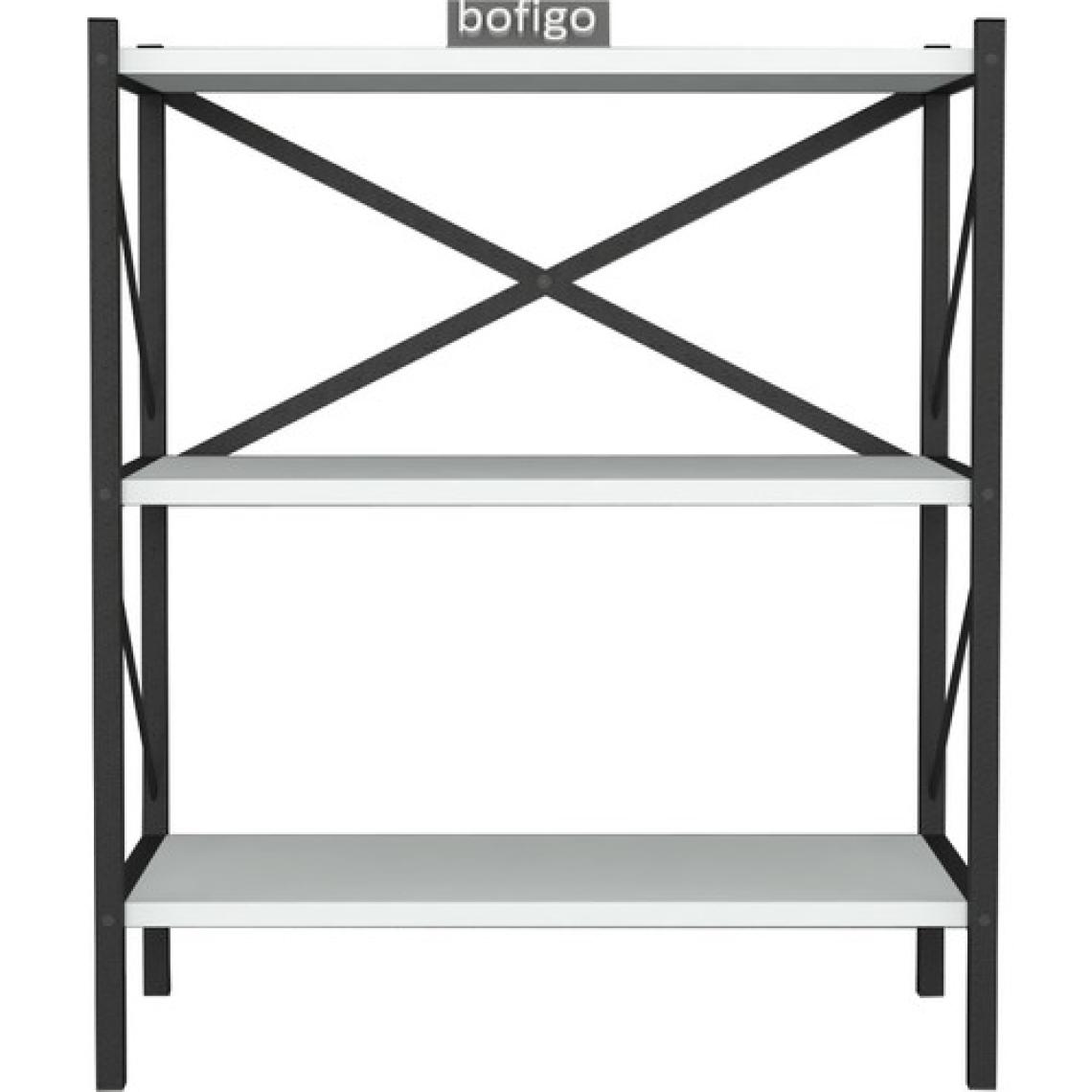 Bofigo Dekoratif 3 Raflı Kitaplık Metal Kitaplık Beyaz