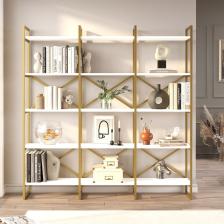 Voyage Gold Metal Kitaplık 5 Raflı Geniş 3 Bölme 175cm Beyaz Vg6-w