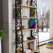 Wood'n Love Albatros 5 Raflı Metal Kitaplık - Atlantik Çam / Siyah