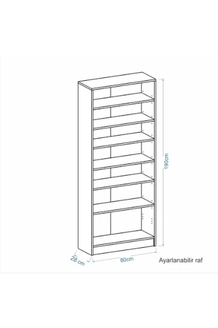 Dekorex KTP-211-Beyaz Yüksek Kitaplık