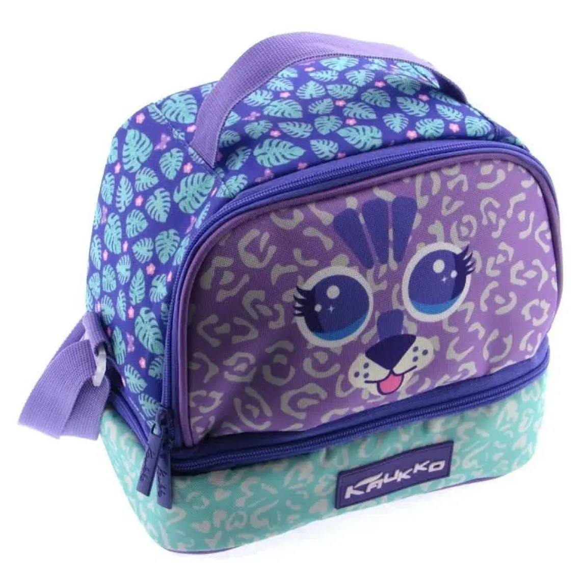 Kaukko Kids Iki Gözlü Isı Yalıtımlı Kız Çocuk Sevimli Aslan Mor Beslenme Çantası