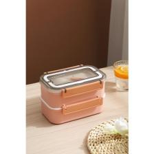 Vagonlife Bento Lunch Box Ofis-Okul Için Yeni Nesil Sefer Tası Çift Kat 3 Bölme Paslanmaz Çelik F494