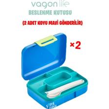 Vagonlife Beslenme Kutusu 2 Katlı Çatal bıçak kaşık Setli