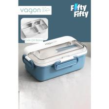 Vagonlife Tek Kat Çift Bölme Bento Lunch Box Ofis-Okul Için Yeni Nesil Sefer Tası Paslanmaz Çelik 588