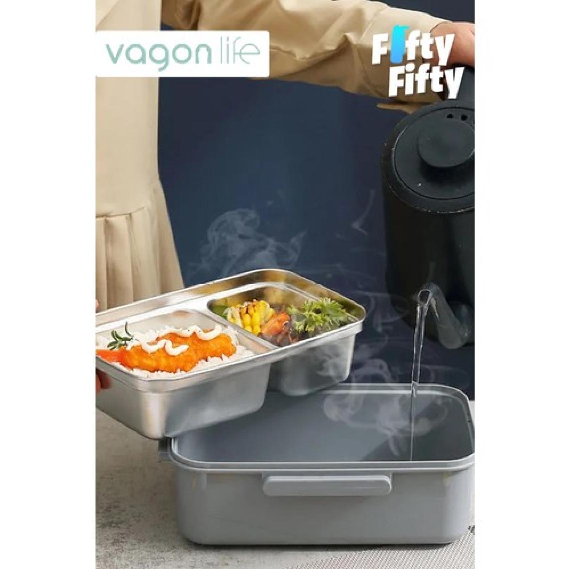 Vagonlife Tek Kat Çift Bölme Bento Lunch Box Ofis-Okul Için Yeni Nesil Sefer Tası Paslanmaz Çelik 588