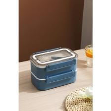 Vagonlife Bento Lunch Box Ofis-Okul Için Yeni Nesil Sefer Tası Çift Kat 3 Bölme Paslanmaz Çelik F494