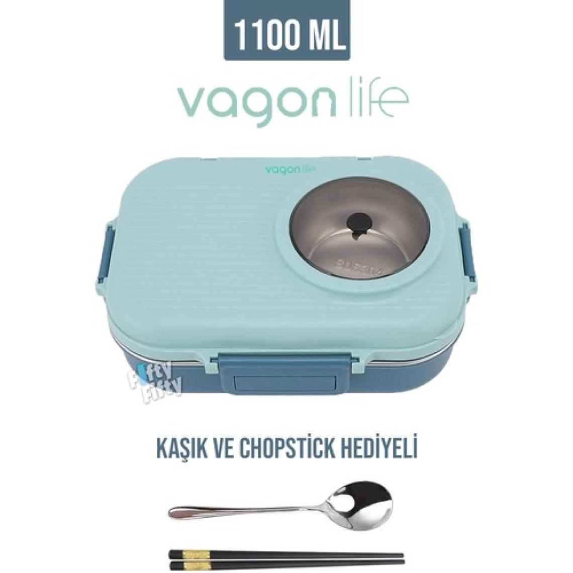 Vagonlife 1100 ml Çorba Kaseli-Metal Kaşıklı Paslanmaz Çelik Bento Lunch Box Yeni Nesil Sefer TASI-FFBL70100