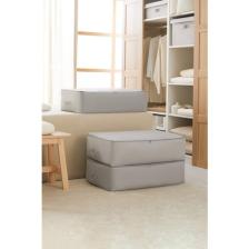 Ocean Home Textile 3 Adet Mega Boy Gri Balıksırtı Baza Altı Yastık Yorgan Kazak Hurcu, Hurç 74x46x22 cm