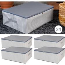 Nacarev 4 Adet Mega Boy Çizgi Desen Baskılı Antrasit Baza Altı Düzenleyici Hurç Seti 75x40x20 cm