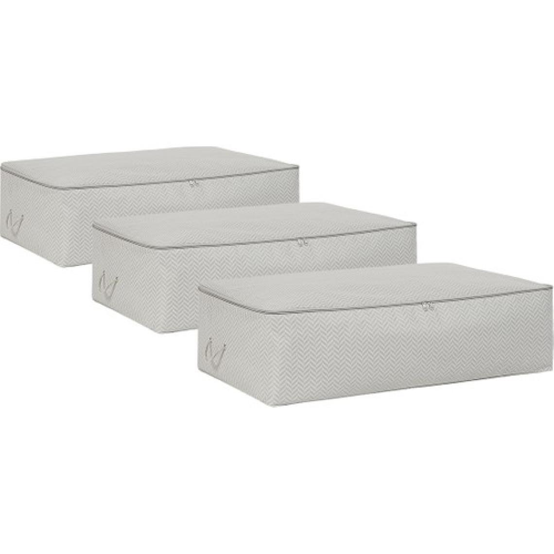 Ocean Home Textile 3 Adet Mega Boy Gri Balıksırtı Baza Altı Yastık Yorgan Kazak Hurcu, Hurç 74x46x22 cm