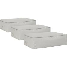 Ocean Home Textile 3 Adet Mega Boy Gri Balıksırtı Baza Altı Yastık Yorgan Kazak Hurcu, Hurç 74x46x22 cm