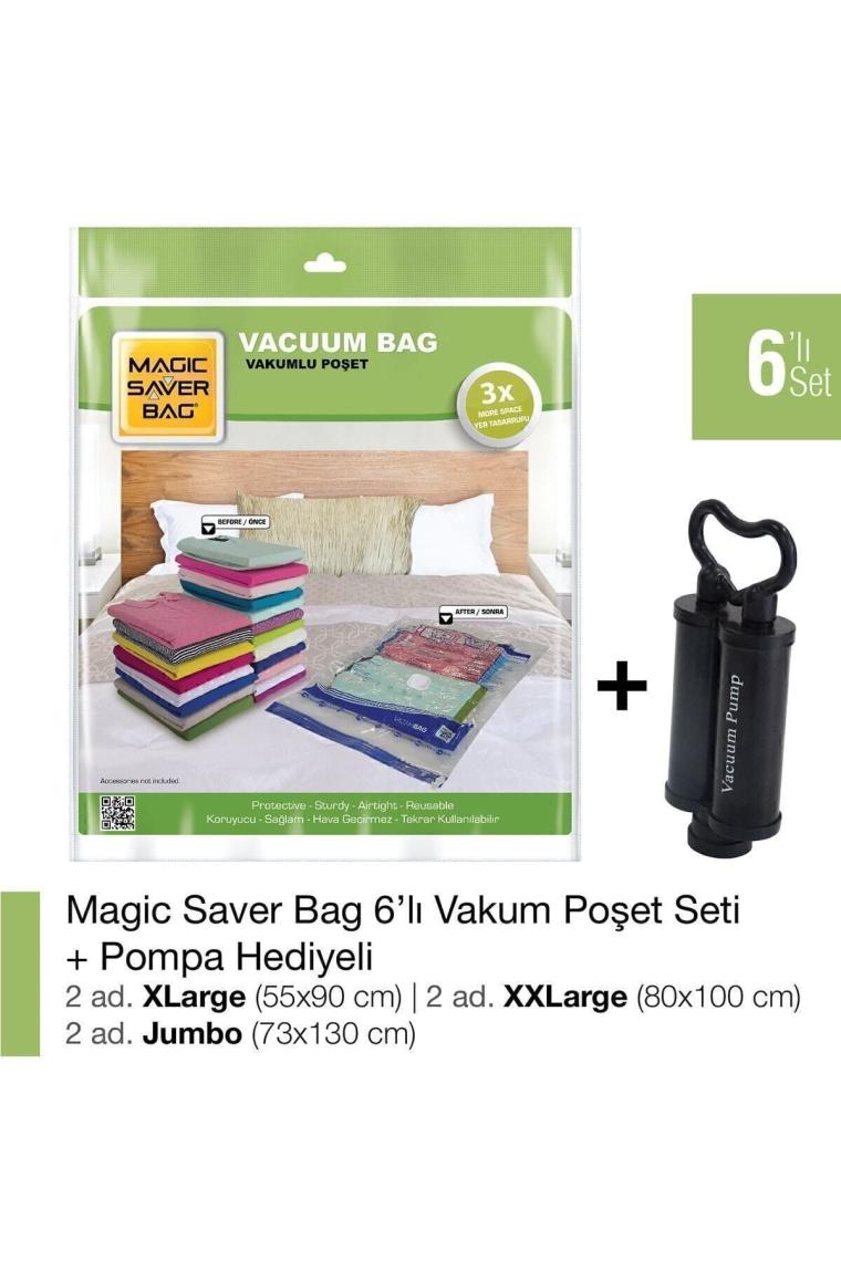 6’lı Karışık Vakumlu Poşet Set+Pompa Hediyeli