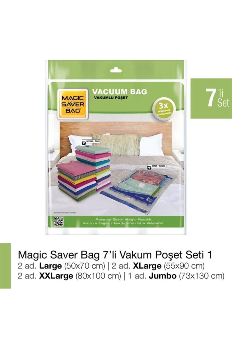 7'li Vakumlu Hurç-vakumlu Poşet Seti (2 L + 2 Xl + 2 Xxl + 1 Jumbo)