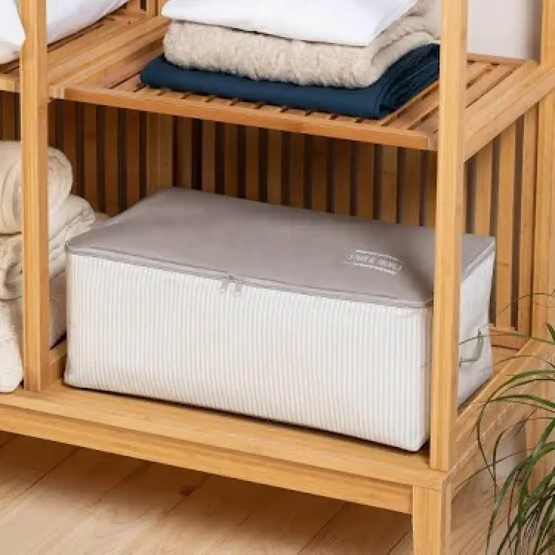 Ocean Home Textile 4'lü Stuff&things Gri Baza Altı Kazak Pike Battaniye Hurcu, Hurç