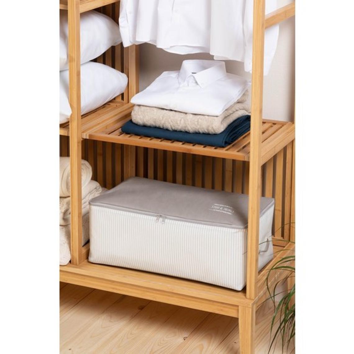 Ocean Home Textile Orta Boy Gri Çizgili Baza Altı Kazak Pike Battaniye Hurcu, Hurç 52x28x21 cm