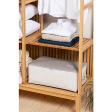 Ocean Home Textile Orta Boy Gri Çizgili Baza Altı Kazak Pike Battaniye Hurcu, Hurç 52x28x21 cm