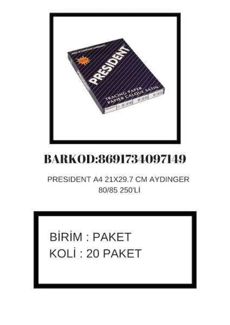 President Aydınger A4 80/85 Gr-250'Li