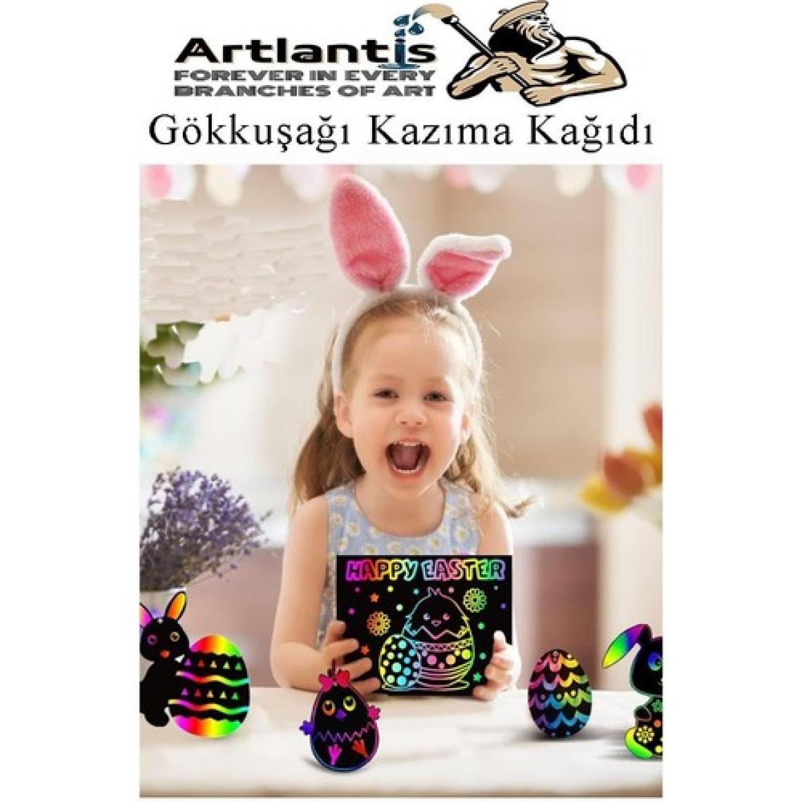 Artlantis Sihirli Gökkuşağı Kazıma Kağıdı A4 10 Yaprak 1 Paket 20 x 30 cm Siyah Sihirli Kağıt Rainbow Paper