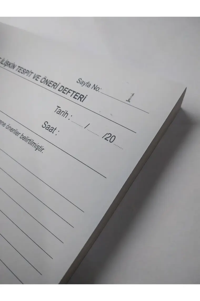 Deftersan Iş Sağlığı İş Güvenliği İş Güvenlik Tespit Öneri Defteri Ciltli Numaralı