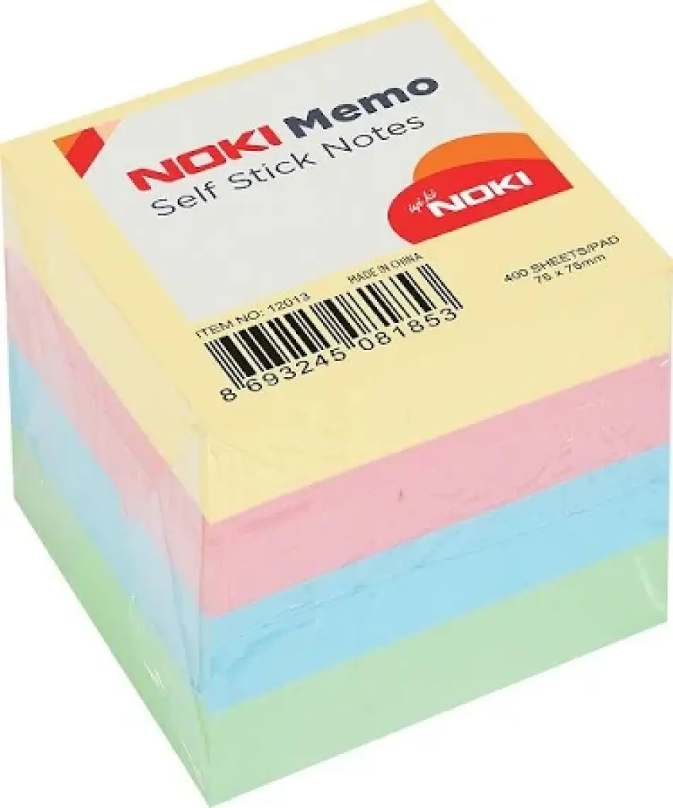 Yapışkanlı Küp Not 75x75 400 Yaprak Pastel Harmoni
