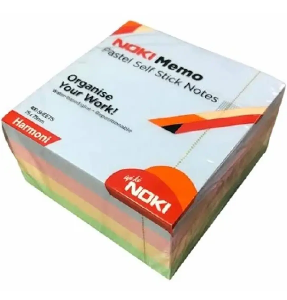 Yapışkanlı Küp Not 75x75 400 Yaprak Pastel Harmoni