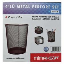 Metal Ofis Seti 4 Lü Çöp K Kal Not Ataşlık Fx