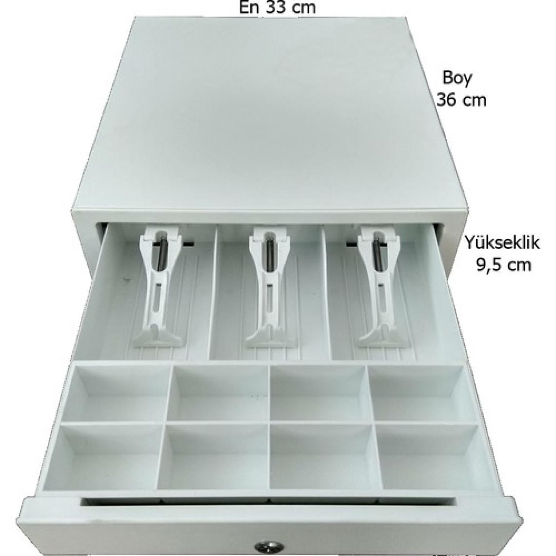 11 Gözlü Manuel Elle Açılır Para Çekmecesi 3 Banknot 8 Madeni Para Gözlü 33 x 36 x 9,5cm