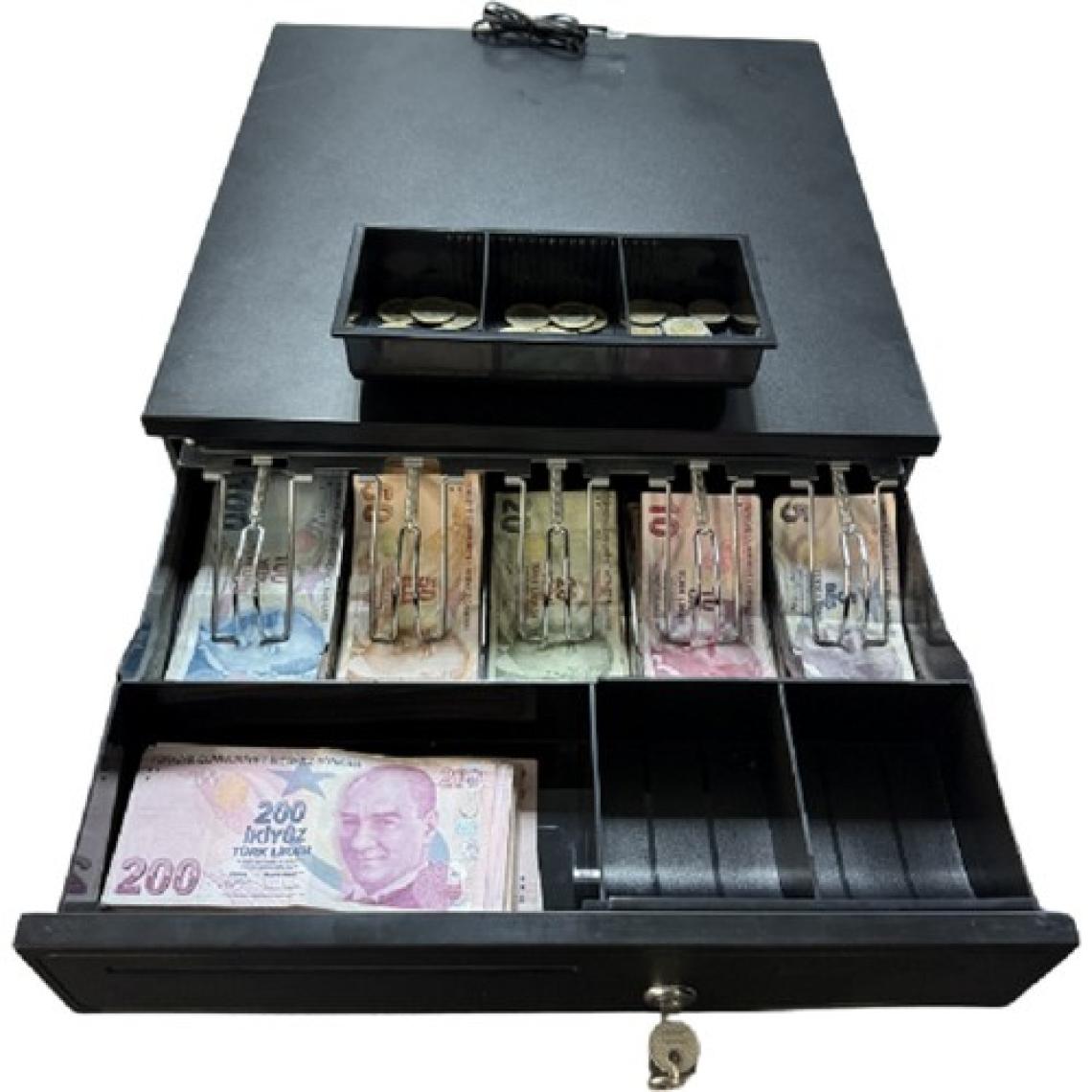 Hyper Para Çekmecesi Büyük Boy Elektronik Sistem 5 Adet Banknot 5 Adet Madeni Para Gözlü