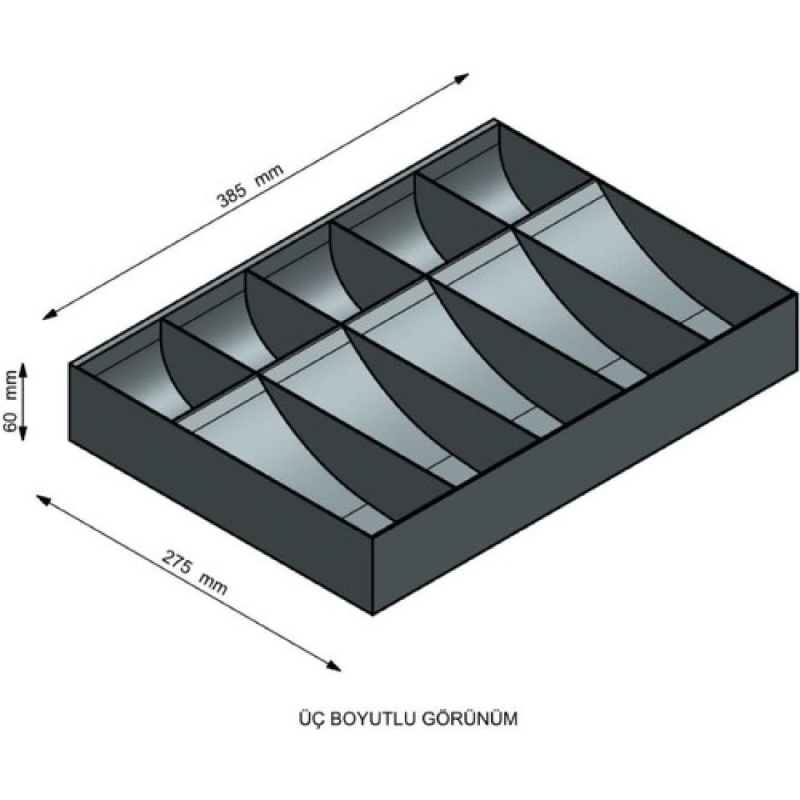 Çetka Komple Metal Kırılmaz Çekmece Ici Para Düzenleyici 5 Banknot 5 Bozuk Kırılmaz Para Bölmeli 38,5 x 27,5 x 6 cm