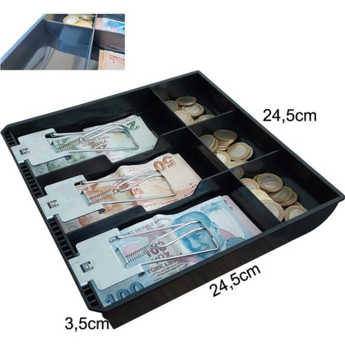 Saypos Plastik Çekmece Içi Para Düzenleyici 3 Banknot Bölmeli Para Çekmecesi Içi 24,5 x 24,5 x 3,5cm