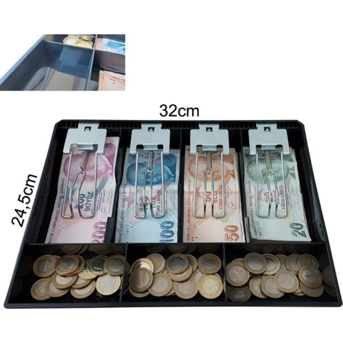 Saypos Plastik Çekmece Içi Para Düzenleyici 4 Banknot Bölmeli Para Çekmecesi Içi 32 x 24,5 x 3,5cm