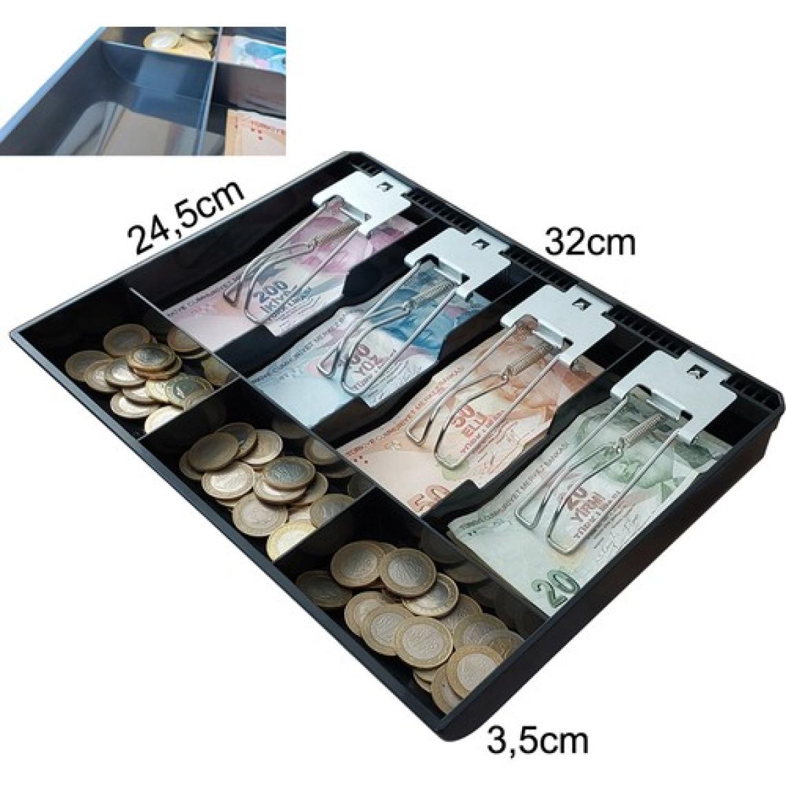 Saypos Plastik Çekmece Içi Para Düzenleyici 4 Banknot Bölmeli Para Çekmecesi Içi 32 x 24,5 x 3,5cm