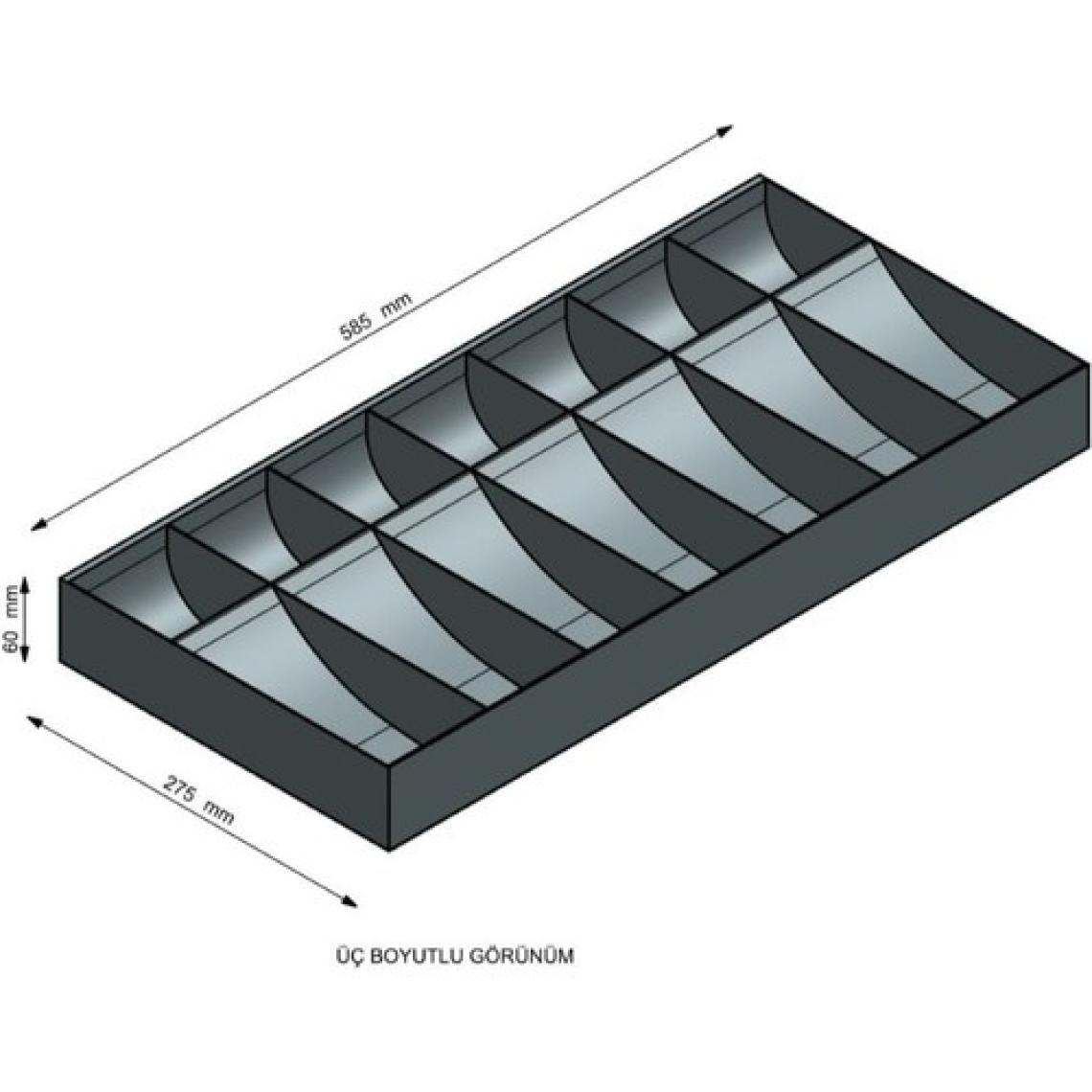 Çetka Komple Metal Kırılmaz Çekmece Ici Para Düzenleyici 7 Banknot 7 Bozuk Kırılmaz Para Bölmeli 58.5 x 27,5 x 6 cm