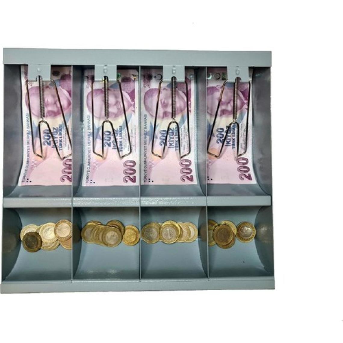 Çetka Komple Metal Kırılmaz Çekmece Ici Para Düzenleyici 4 Banknot 4 Bozuk Kırılmaz Para Bölmeli 34.5 x 27,5 x 6 cm