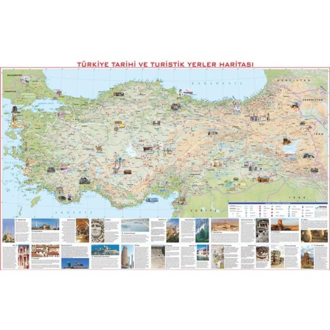 Gürbüz Yayınları Türkiye Tarihi ve Turistik Yerler Haritası 70 x 100 cm