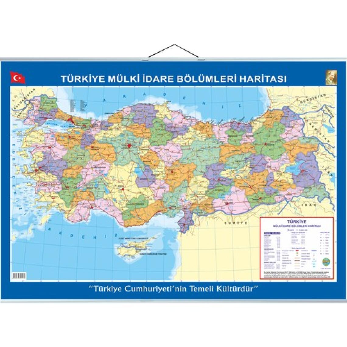 Artı Türkiye  Fiziki ve Siyasi Haritası Çift Taraflı 70 x 100 cm