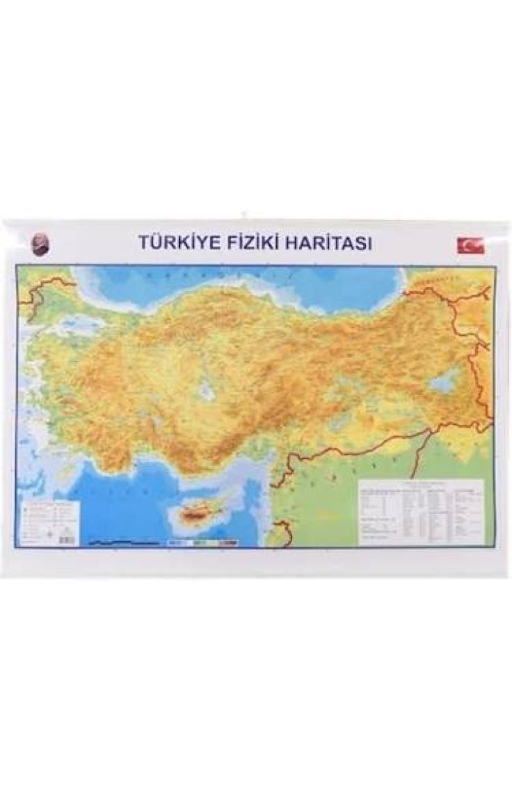 İnter 70x100 Türkiye Fiziki-Siyasi Haritası (Çift Taraflı Çıtalı) INT-820