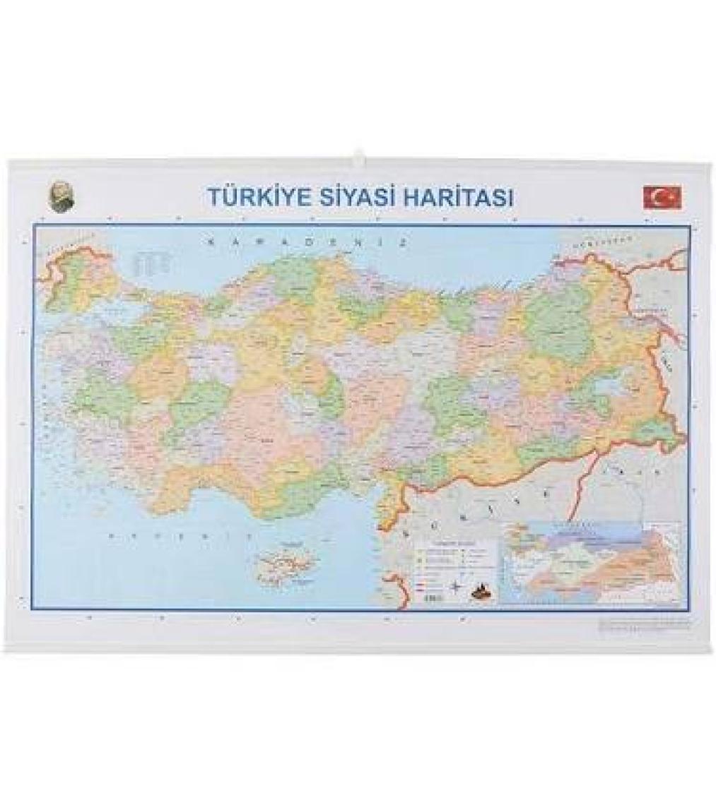 İnter 70x100 Türkiye Fiziki-Siyasi Haritası (Çift Taraflı Çıtalı) INT-820