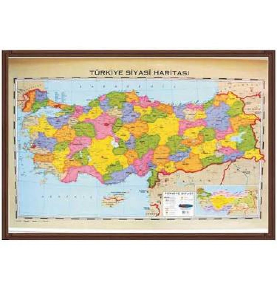 İnter 70x100 Türkiye Fiziki-Siyasi Haritası (Çift Taraflı Çıtalı) INT-820