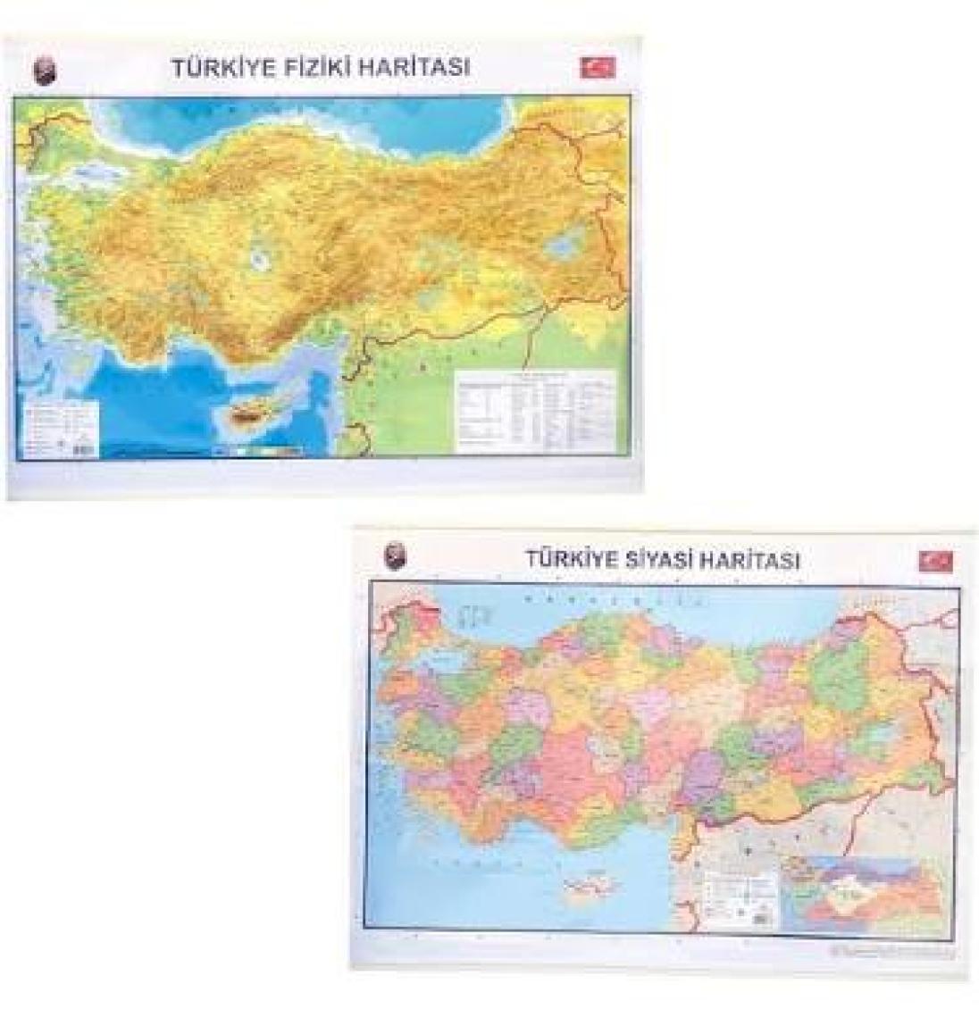 İnter 70x100 Türkiye Fiziki-Siyasi Haritası (Çift Taraflı Çıtalı) INT-820