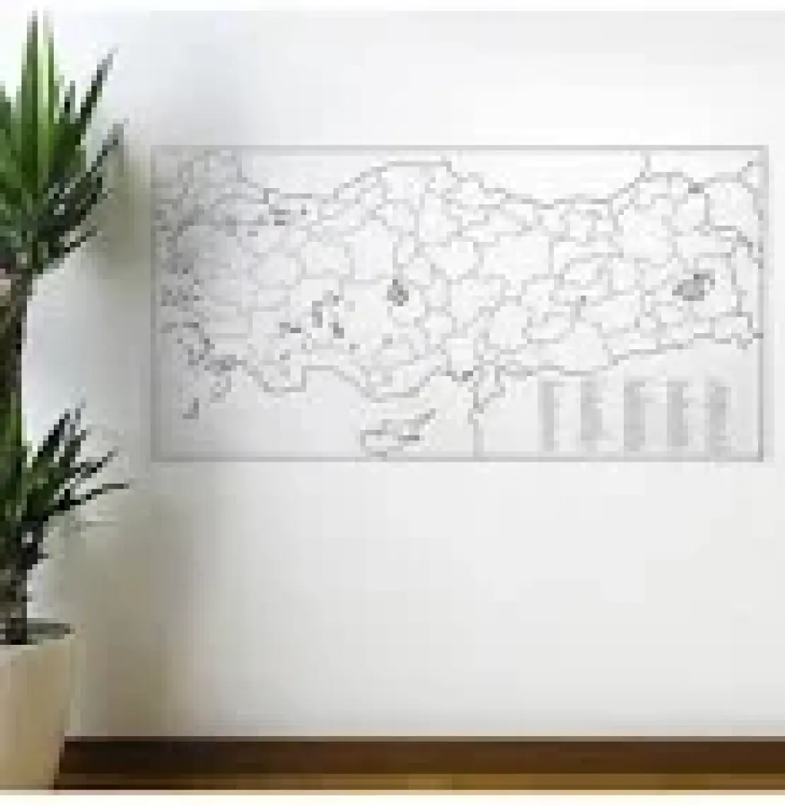 Mazsay Yazılabilir Türkiye Haritası Manyetik Duvar Stickerı 110 x 56 cm (4172)