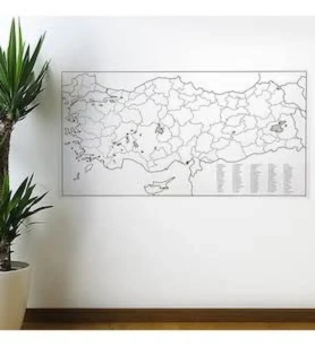 Mazsay Yazılabilir Türkiye Haritası Manyetik Duvar Stickerı 110 x 56 cm (4172)