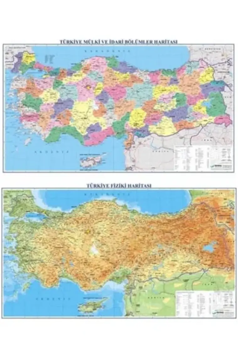 Gürbüz Türkiye Fiziki + Siyasi (Çift Taraflı )Haritası 70x100 cm 21012