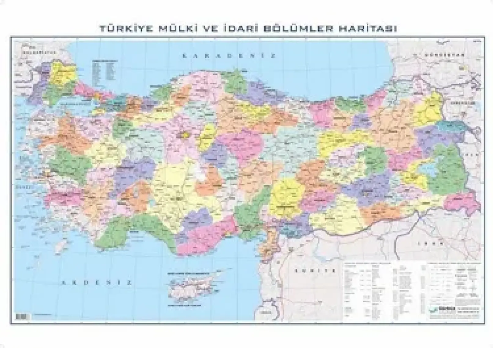 Gürbüz Türkiye Fiziki + Siyasi (Çift Taraflı )Haritası 70x100 cm 21012