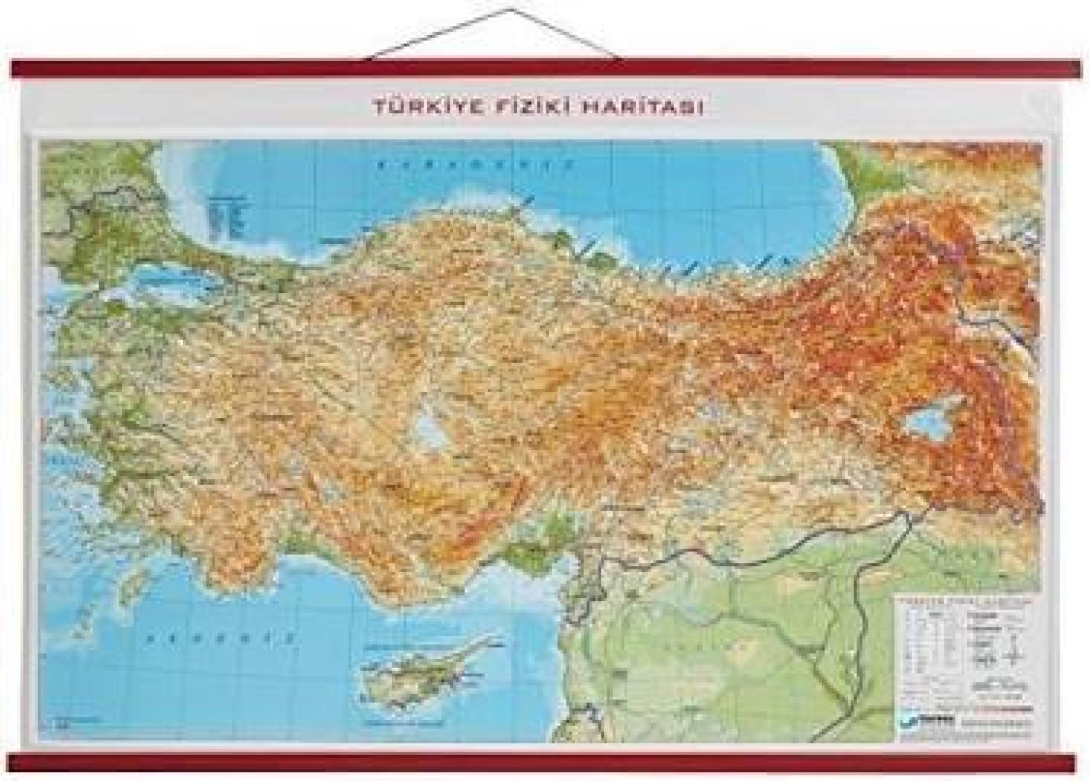 35x50 Kabartma Türkiye Fiziki Haritası