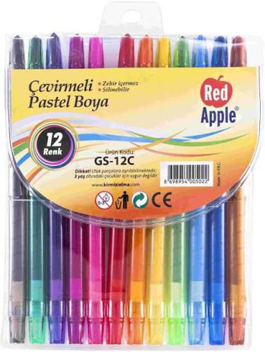 Red Apple  Pastel Boya Çevirmeli 12 Li Gs-12C