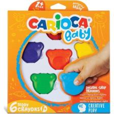 Yerli Carioca Teddy Şekilli Kirletmeyen Mum Boya Bebek Cryayons 6 Lı Set 42956