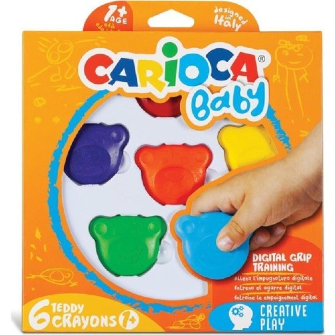 Yerli Carioca Teddy Şekilli Kirletmeyen Mum Boya Bebek Cryayons 6 Lı Set 42956