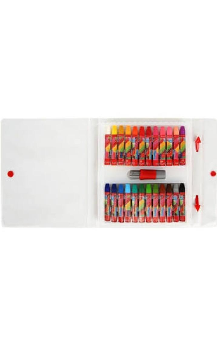 Faber Castell 24 Renkli Pastel Boya Seti - Kırmızı Çantalı, Kompakt ve Desenli Tasarım